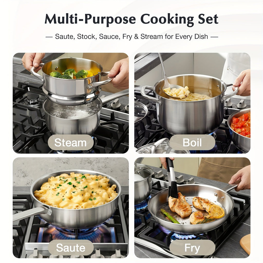 Ensemble de batterie de cuisine CS KOCH SYSTEME 10 pièces - Acier inoxydable 304 compatible induction - Cuisine Chez Nadine