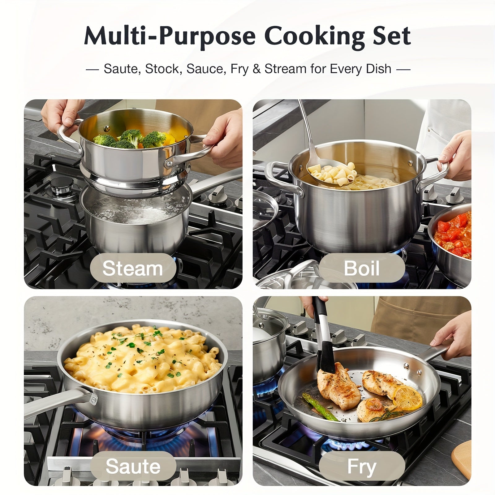 Ensemble de batterie de cuisine CS KOCH SYSTEME 10 pièces - Acier inoxydable 304 compatible induction - Cuisine Chez Nadine