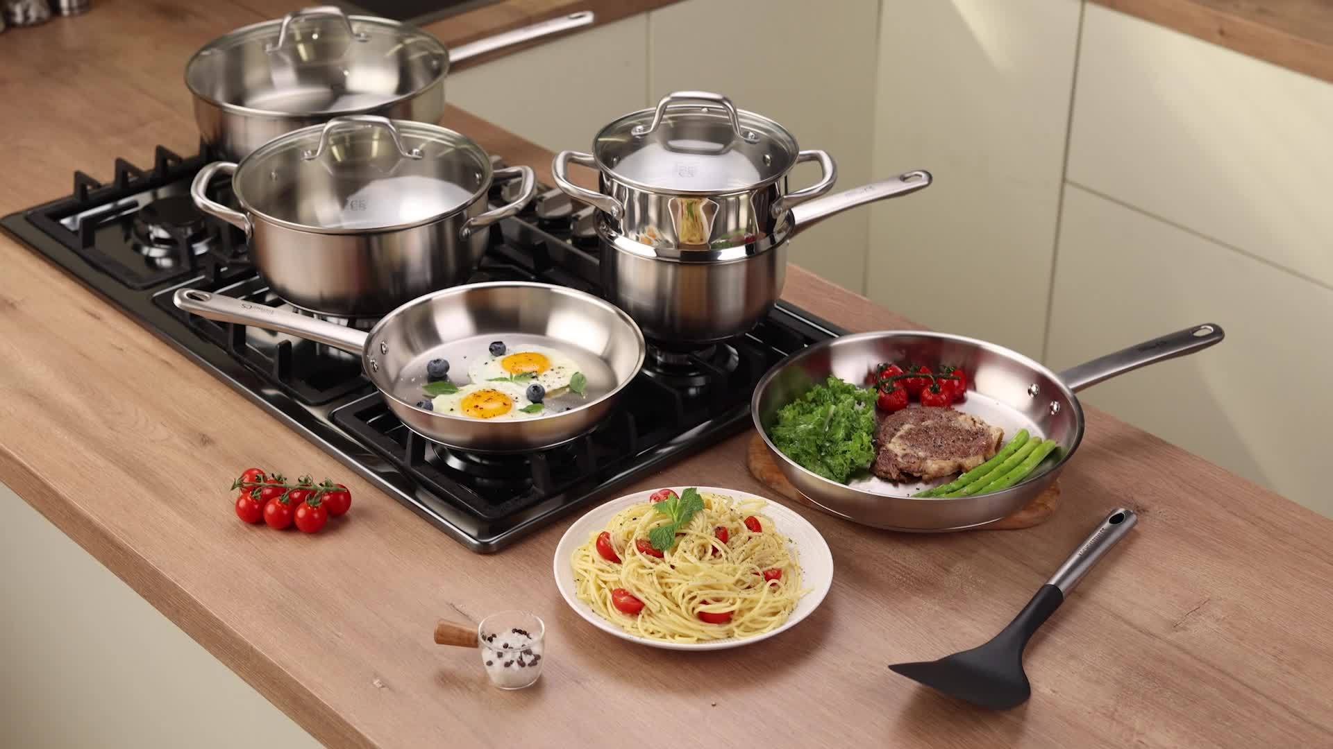 Ensemble de batterie de cuisine CS KOCH SYSTEME 10 pièces - Acier inoxydable 304 compatible induction - Cuisine Chez Nadine