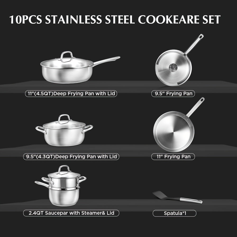 Ensemble de batterie de cuisine CS KOCH SYSTEME 10 pièces - Acier inoxydable 304 compatible induction - Cuisine Chez Nadine