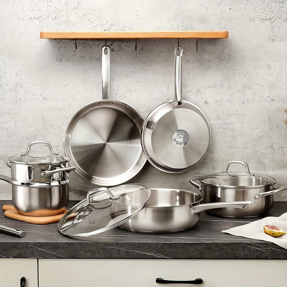 Ensemble de batterie de cuisine CS KOCH SYSTEME 10 pièces - Acier inoxydable 304 compatible induction - Cuisine Chez Nadine