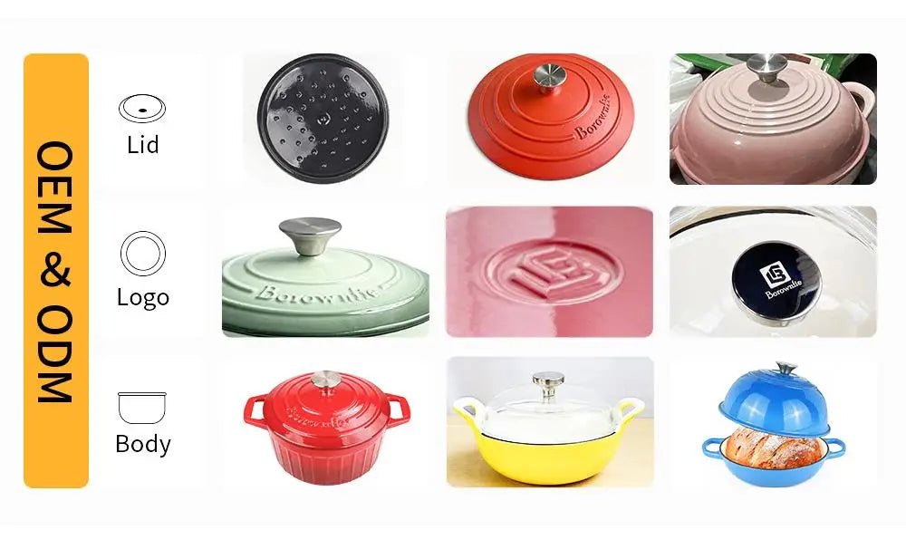 Ensemble de batterie de cuisine en fonte émaillée 7 pièces - Antiadhésif - Poêles, casseroles et couvercles - Pour gaz et induction - Usage domestique et professionnel - Cuisine Chez Nadine