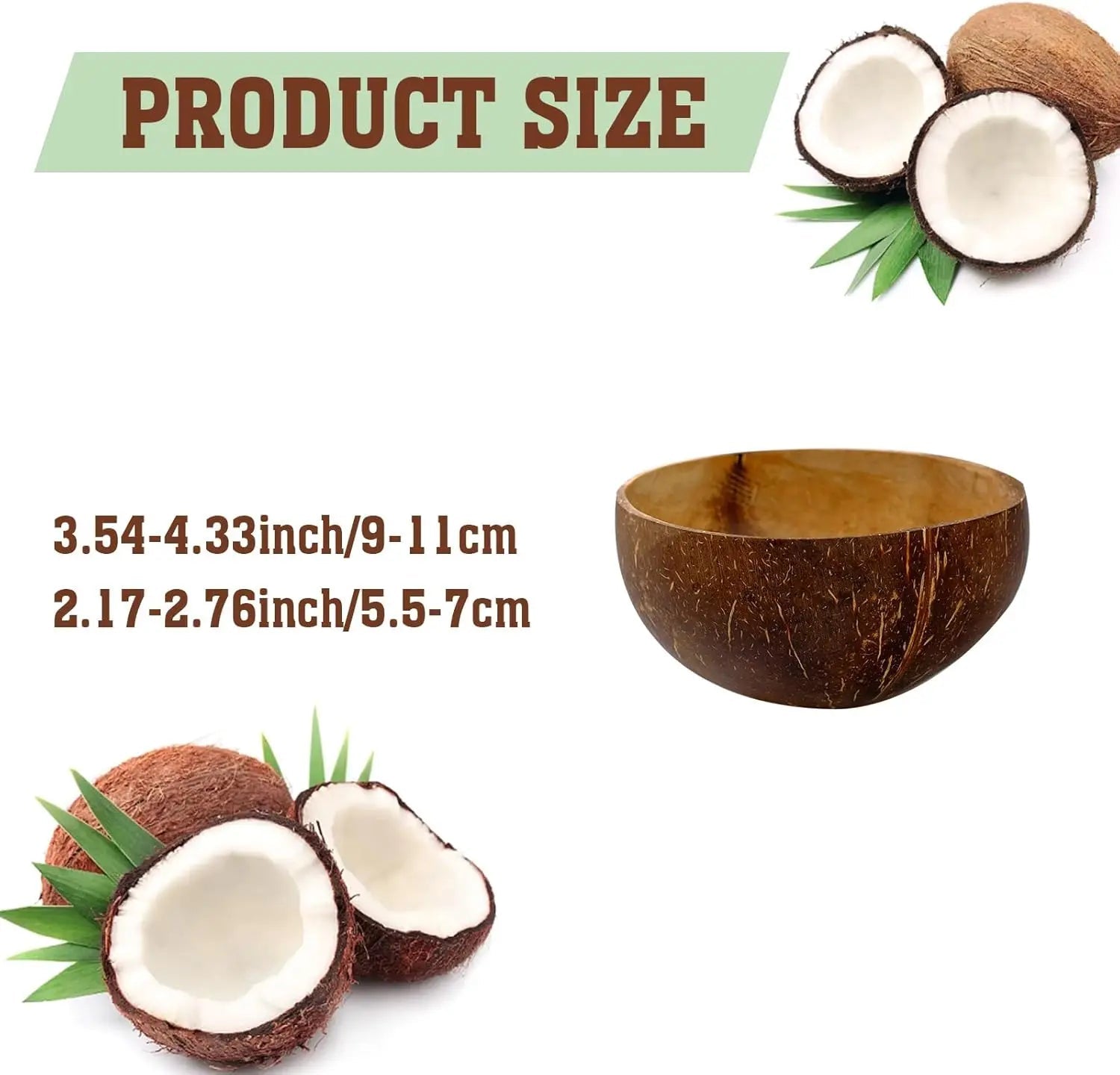 Ensemble de bols en noix de coco polis avec cuillères en bois - Bols naturels pour salades et smoothies - Cuisine Chez Nadine