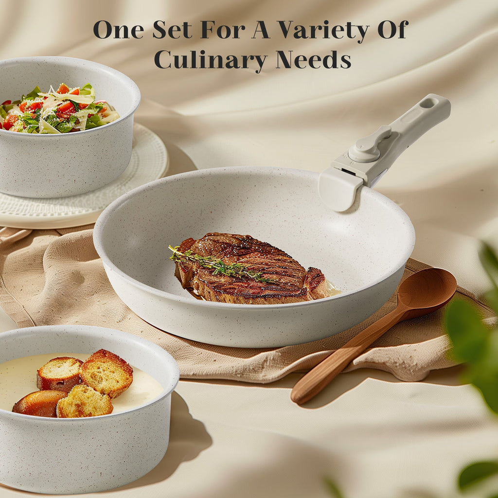 Ensemble de casseroles et poêles antiadhésives 12 ou 17 pièces - Poignées froides - Cuisine Chez Nadine