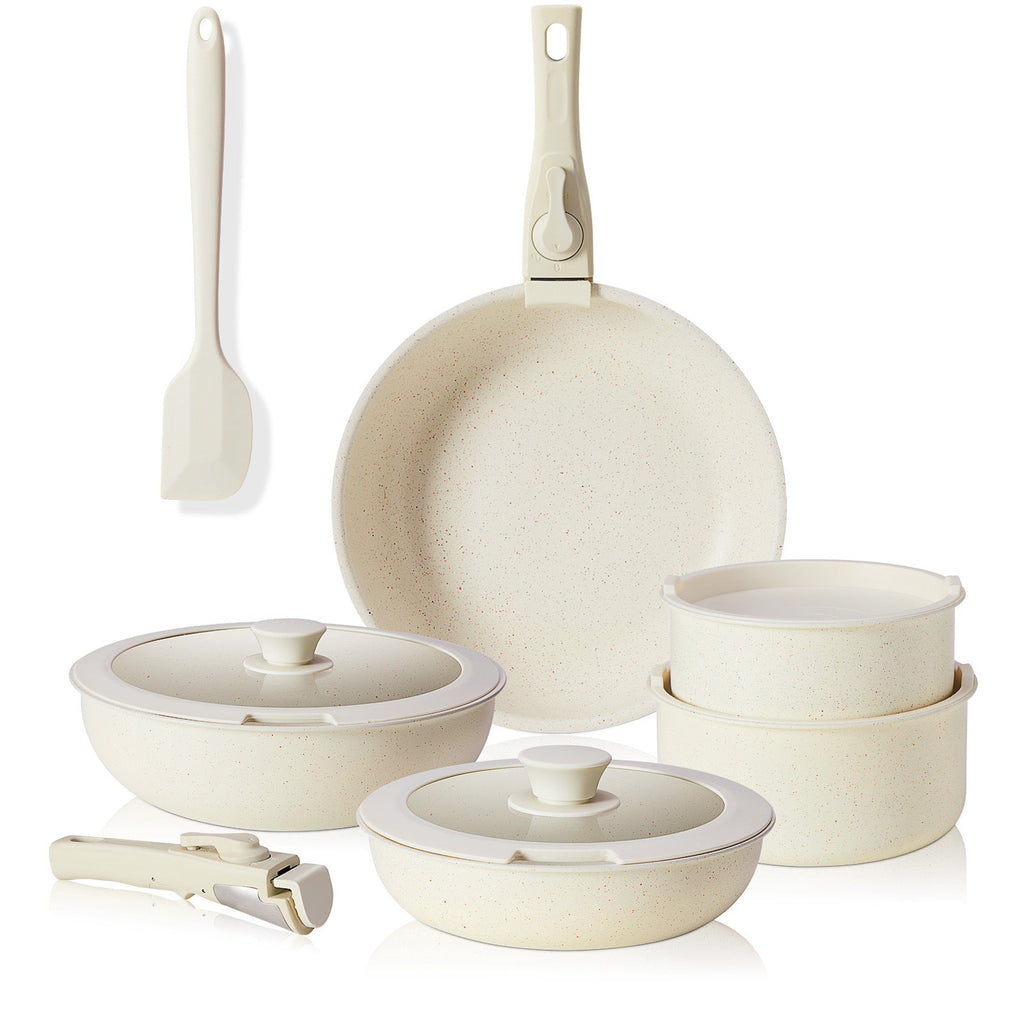 Ensemble de casseroles et poêles antiadhésives 12 ou 17 pièces - Poignées froides - Cuisine Chez Nadine