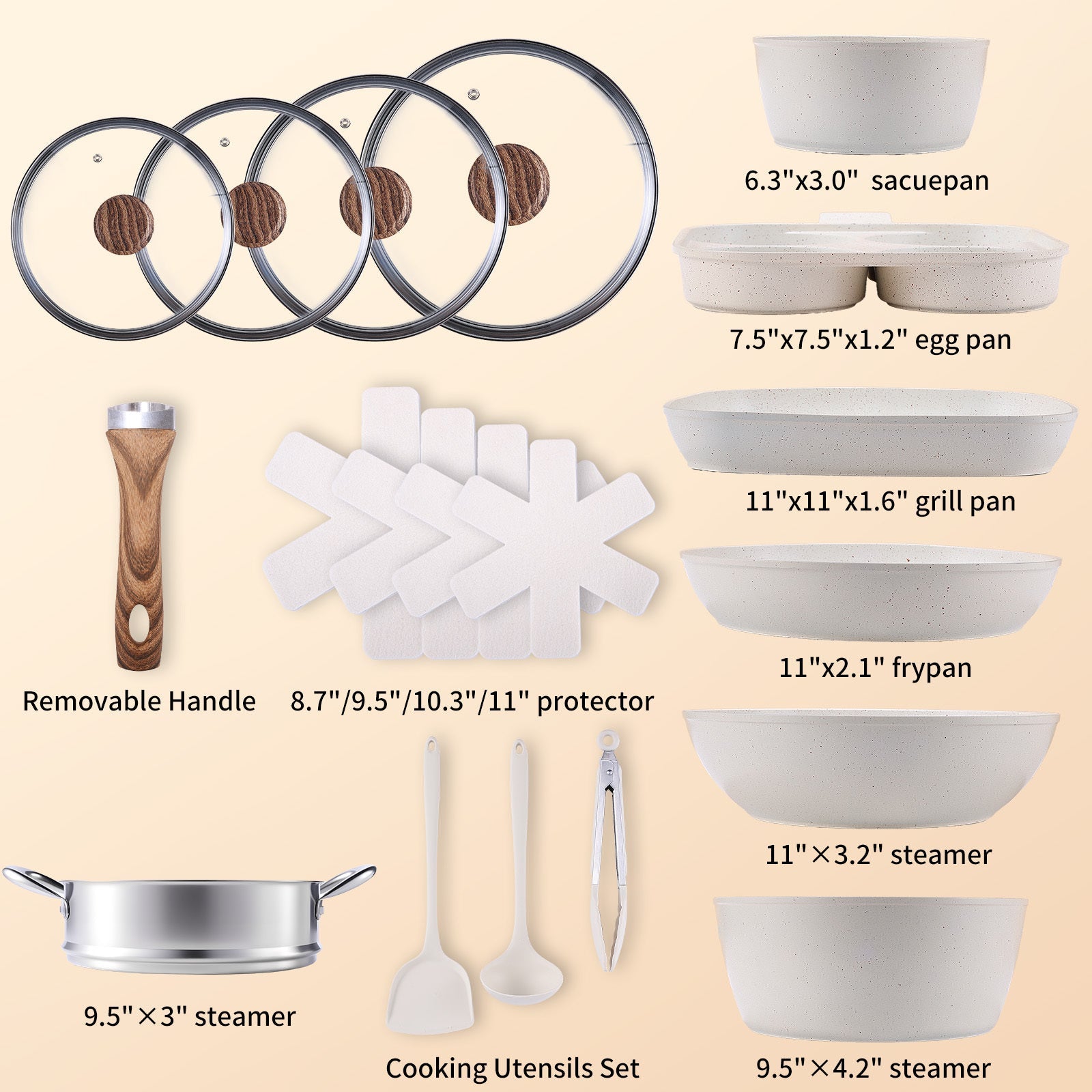 Ensemble de casseroles et poêles antiadhésives 12 ou 17 pièces - Poignées froides - Cuisine Chez Nadine