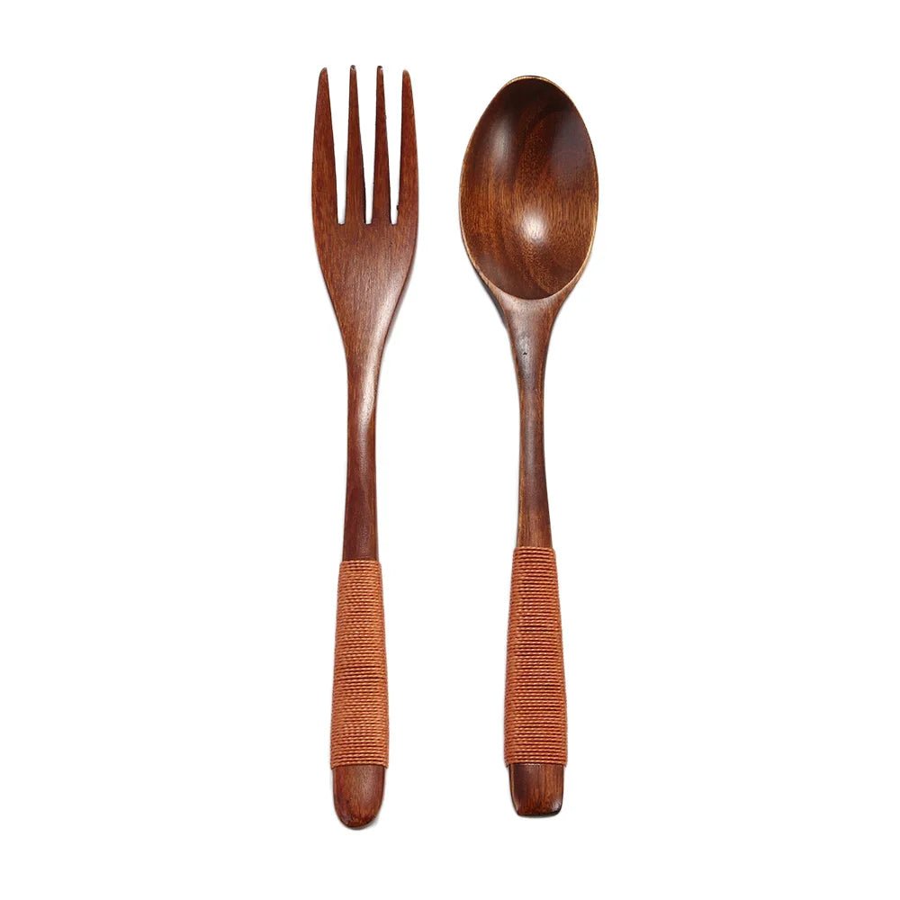 Ensemble de Couverts Aspect Bois - Cuillère et Fourchette pour Repas, Soupes, Céréales et Riz - Cuisine Chez Nadine
