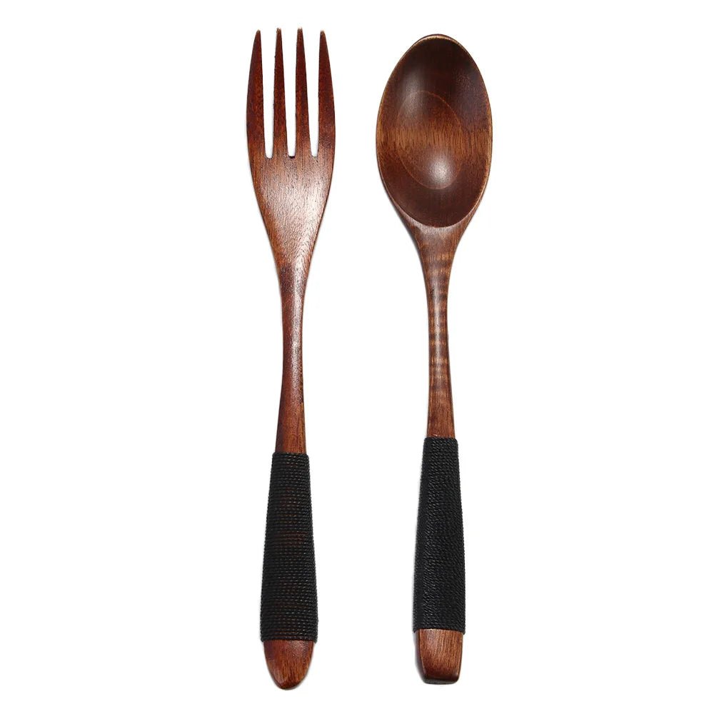 Ensemble de Couverts Aspect Bois - Cuillère et Fourchette pour Repas, Soupes, Céréales et Riz - Cuisine Chez Nadine
