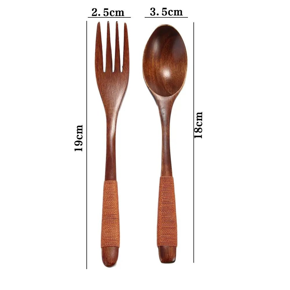 Ensemble de Couverts Aspect Bois - Cuillère et Fourchette pour Repas, Soupes, Céréales et Riz - Cuisine Chez Nadine