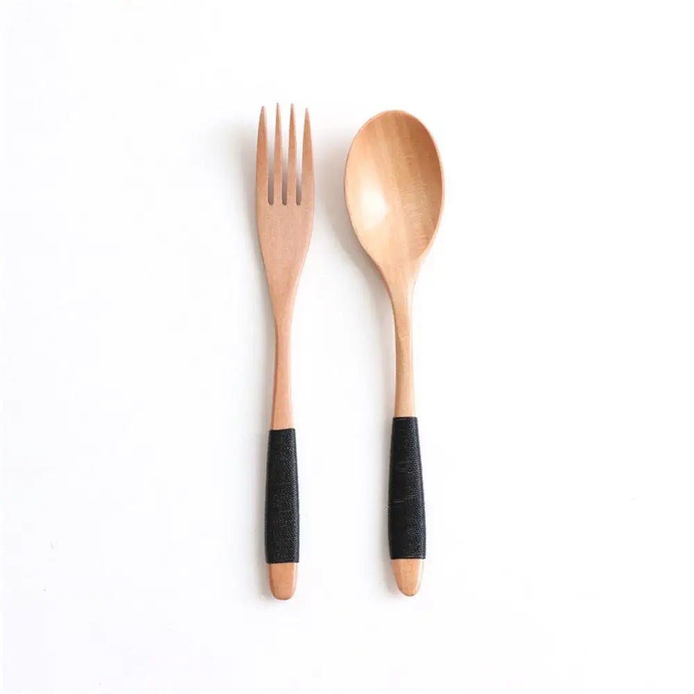 Ensemble de Couverts Aspect Bois - Cuillère et Fourchette pour Repas, Soupes, Céréales et Riz - Cuisine Chez Nadine