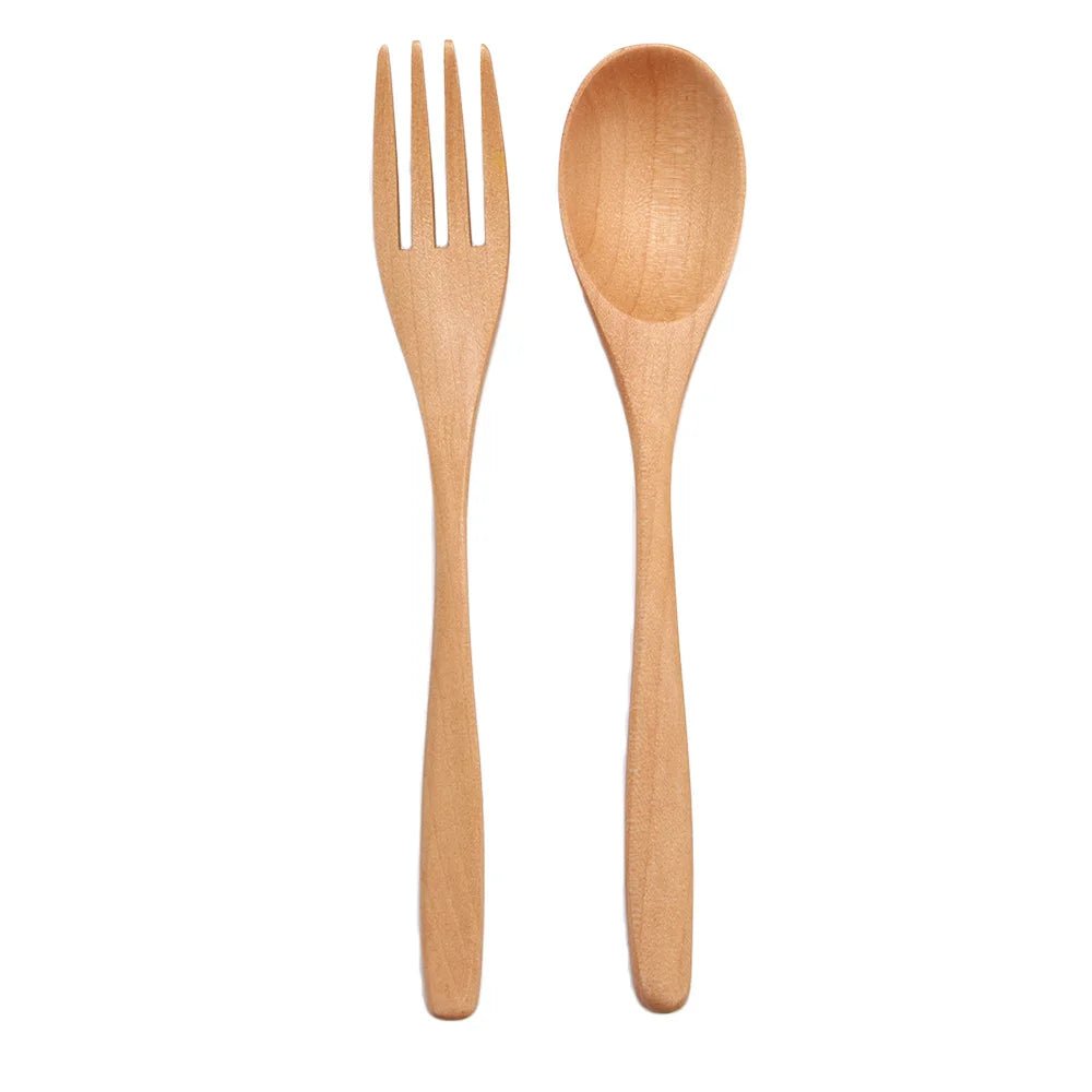 Ensemble de Couverts Aspect Bois - Cuillère et Fourchette pour Repas, Soupes, Céréales et Riz - Cuisine Chez Nadine