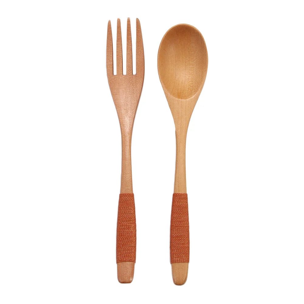 Ensemble de Couverts Aspect Bois - Cuillère et Fourchette pour Repas, Soupes, Céréales et Riz - Cuisine Chez Nadine