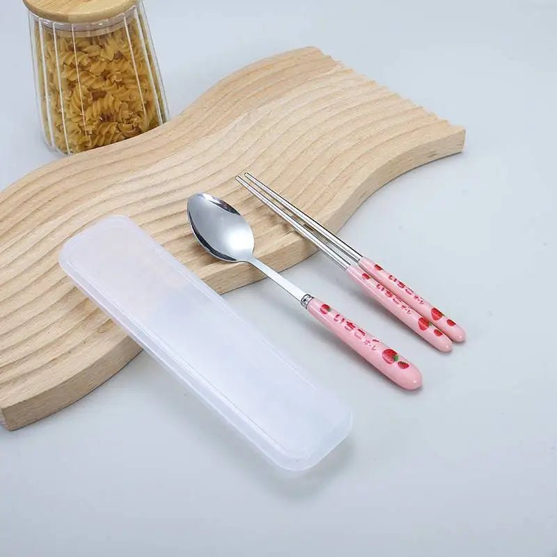 Ensemble de Couverts en Acier Inoxydable Portable avec Boîte - Kit Cuillère Fourchette Baguettes - Cuisine Chez Nadine