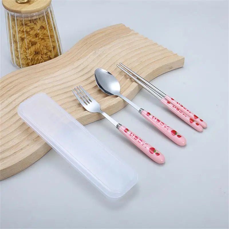 Ensemble de Couverts en Acier Inoxydable Portable avec Boîte - Kit Cuillère Fourchette Baguettes - Cuisine Chez Nadine