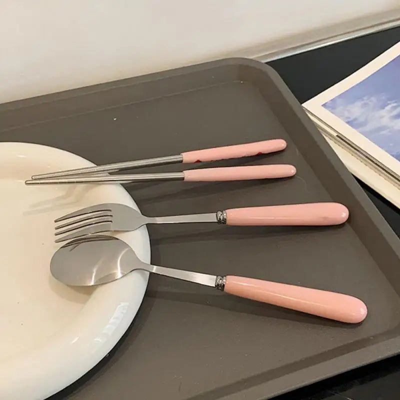 Ensemble de Couverts en Acier Inoxydable Portable avec Boîte - Kit Cuillère Fourchette Baguettes - Cuisine Chez Nadine