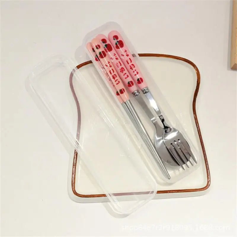 Ensemble de Couverts en Acier Inoxydable Portable avec Boîte - Kit Cuillère Fourchette Baguettes - Cuisine Chez Nadine