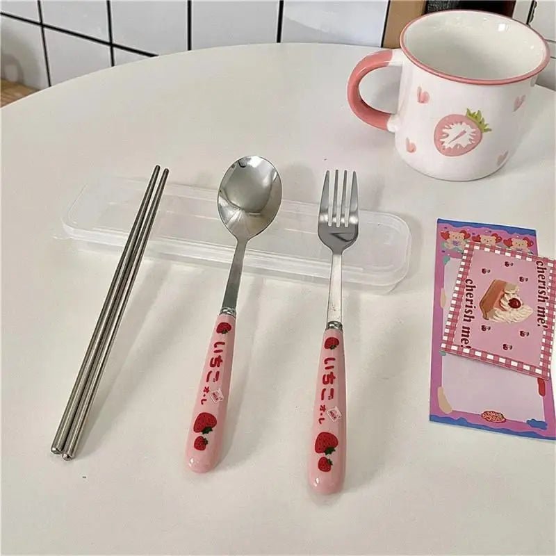 Ensemble de Couverts en Acier Inoxydable Portable avec Boîte - Kit Cuillère Fourchette Baguettes - Cuisine Chez Nadine