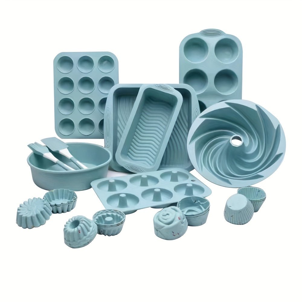 Ensemble de pâtisserie en silicone 33 pièces - Moules à gâteau, donuts, muffins et accessoires - Cuisine Chez Nadine