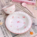 Ensemble de vaisselle en céramique style coréen avec motif nœud - Bols et assiettes pour repas, salade et dessert - Cuisine Chez Nadine