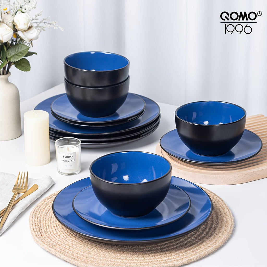 Ensemble de vaisselle QOMO - 1996 12 pièces en céramique - Design moderne haut de gamme - Cuisine Chez Nadine