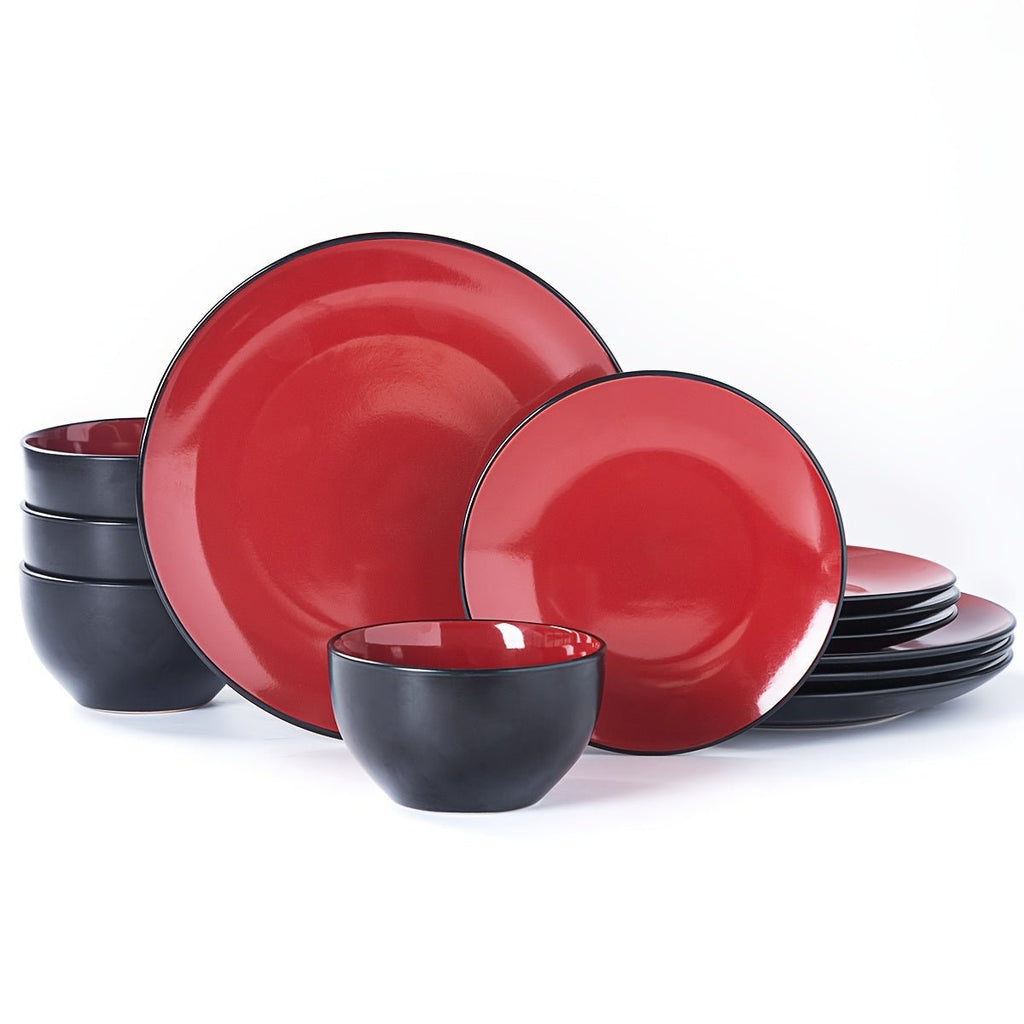 Ensemble de vaisselle QOMO - 1996 12 pièces en céramique - Design moderne haut de gamme - Cuisine Chez Nadine