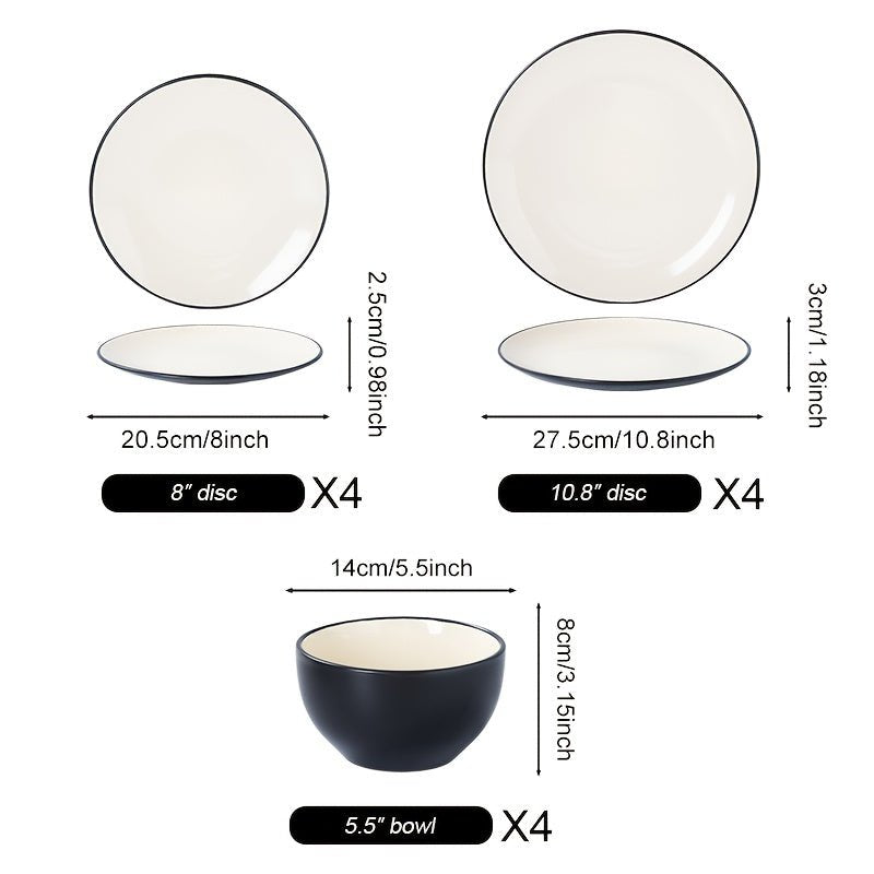 Ensemble de vaisselle QOMO - 1996 12 pièces en céramique - Design moderne haut de gamme - Cuisine Chez Nadine