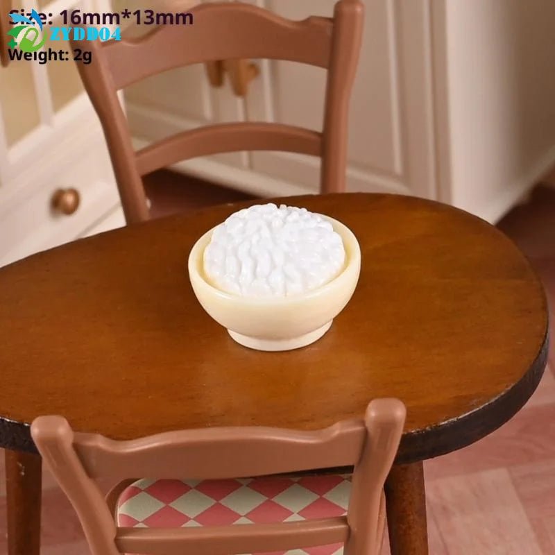 Ensemble miniature de plats chinois pour maison de poupée - Bols, riz et aliments en résine - Décoration de cuisine DIY - Cuisine Chez Nadine