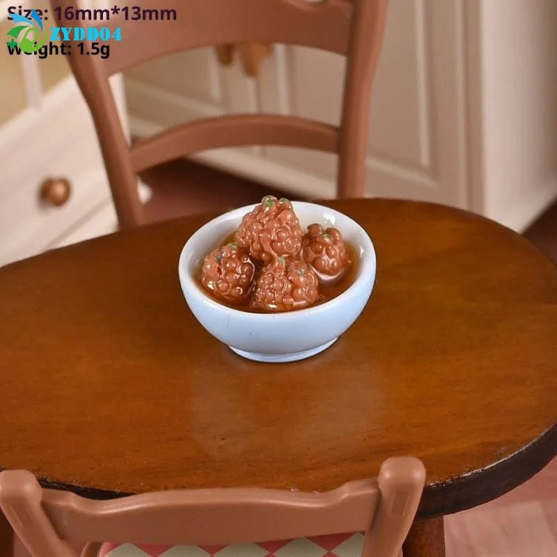 Ensemble miniature de plats chinois pour maison de poupée - Bols, riz et aliments en résine - Décoration de cuisine DIY - Cuisine Chez Nadine