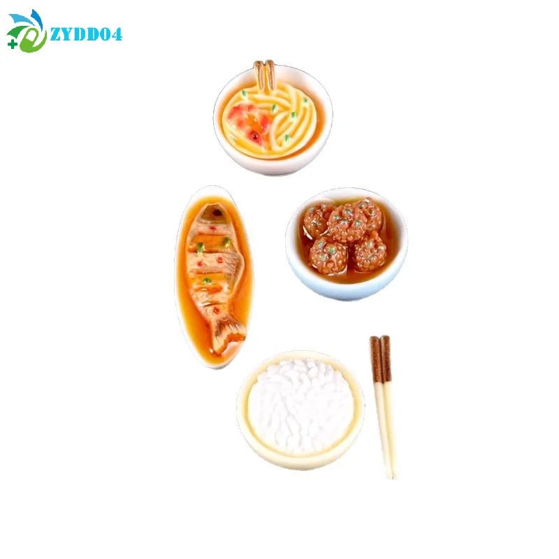 Ensemble miniature de plats chinois pour maison de poupée - Bols, riz et aliments en résine - Décoration de cuisine DIY - Cuisine Chez Nadine