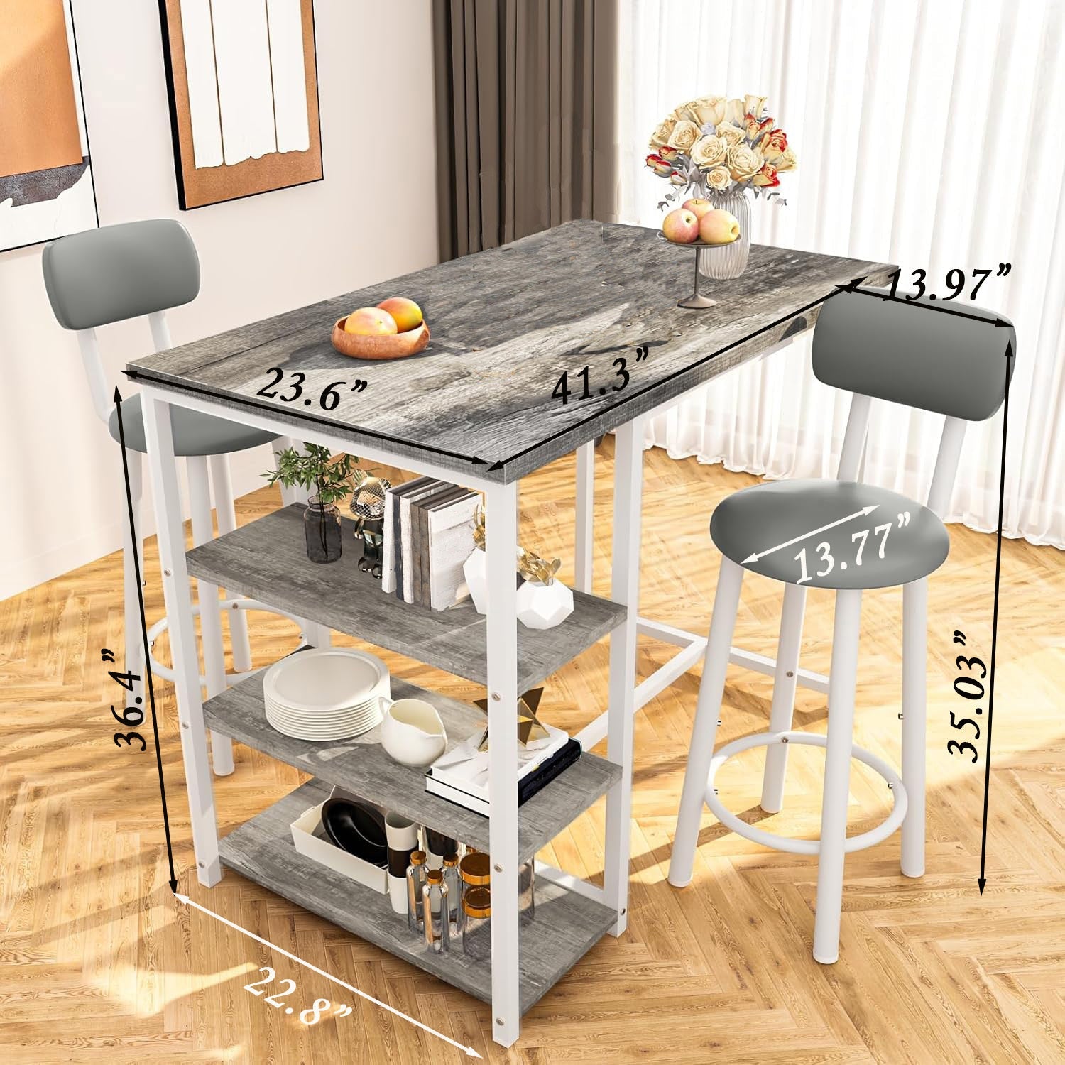 Ensemble Table Cuisine 2 Personnes pour Petit Espace - Îlot Cuisine Haute avec 2 Tabourets Cuir PU Dossier Noir Moderne - Cuisine Chez Nadine