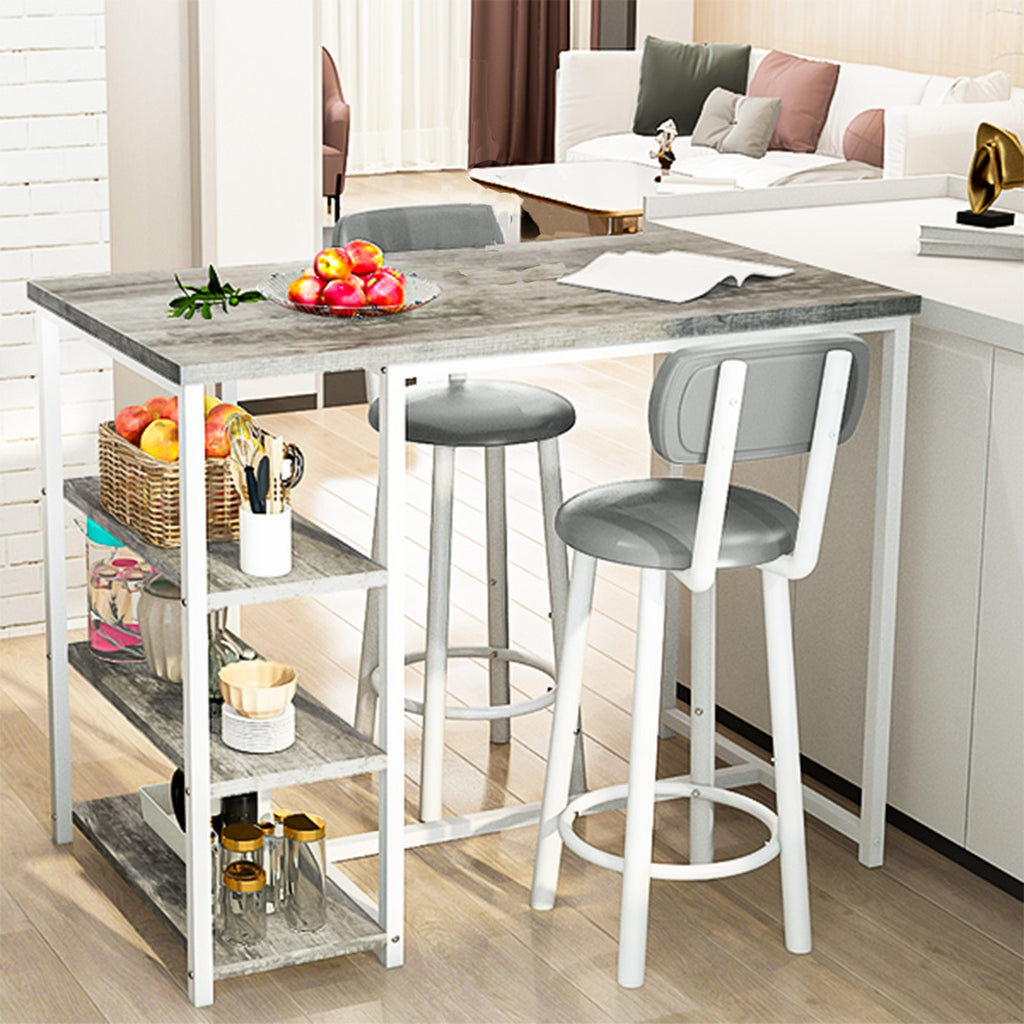 Ensemble Table Cuisine 2 Personnes pour Petit Espace - Îlot Cuisine Haute avec 2 Tabourets Cuir PU Dossier Noir Moderne - Cuisine Chez Nadine