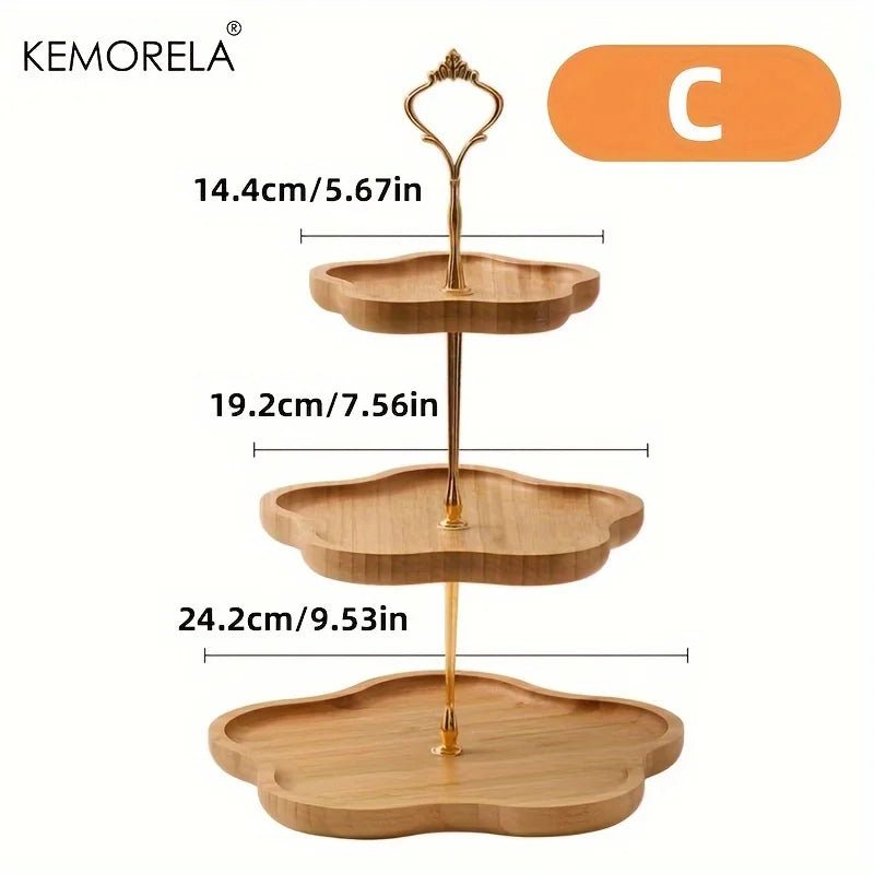 Étagère à fruits en bois style fleur KEMORELA - Présentoir à 2 ou 3 niveaux pour fruits, collations, bonbons et desserts - Cuisine Chez Nadine