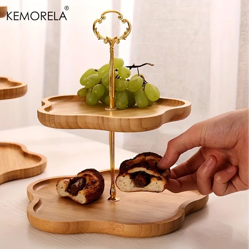 Étagère à fruits en bois style fleur KEMORELA - Présentoir à 2 ou 3 niveaux pour fruits, collations, bonbons et desserts - Cuisine Chez Nadine