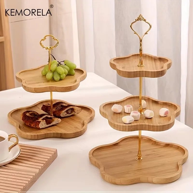 Étagère à fruits en bois style fleur KEMORELA - Présentoir à 2 ou 3 niveaux pour fruits, collations, bonbons et desserts - Cuisine Chez Nadine