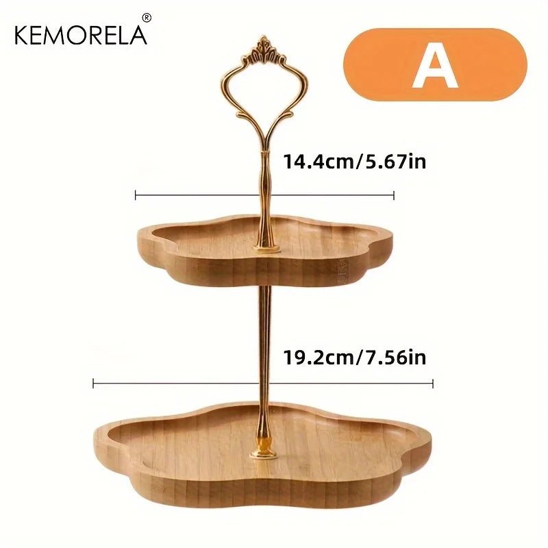 Étagère à fruits en bois style fleur KEMORELA - Présentoir à 2 ou 3 niveaux pour fruits, collations, bonbons et desserts - Cuisine Chez Nadine