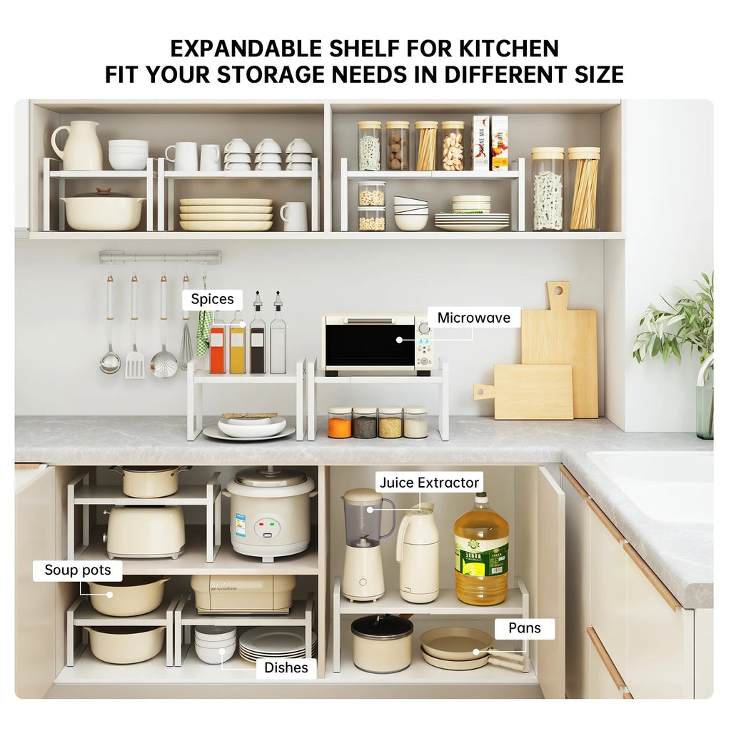 Étagère de rangement extensible pour cuisine - Support multi - niveaux ajustable sous évier et dans armoire - Cuisine Chez Nadine