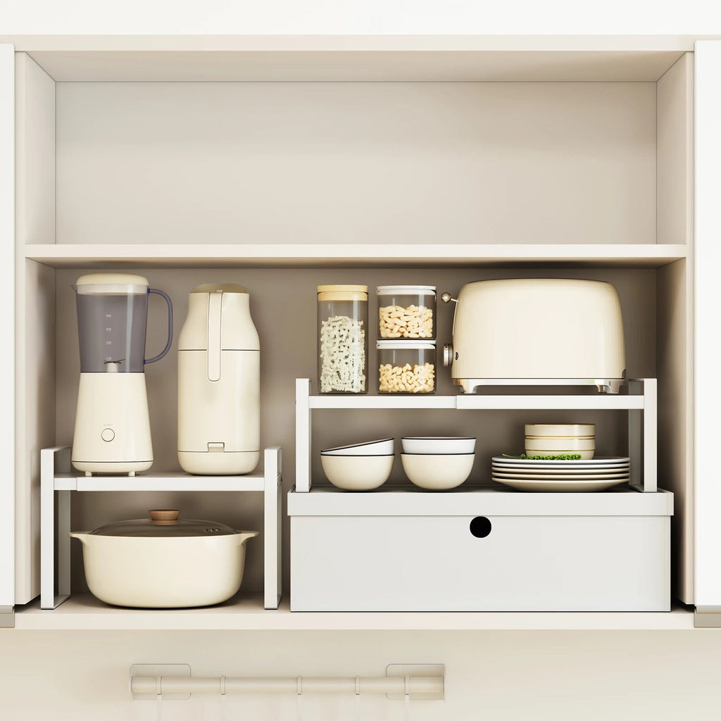 Étagère de rangement extensible pour cuisine - Support multi - niveaux ajustable sous évier et dans armoire - Cuisine Chez Nadine
