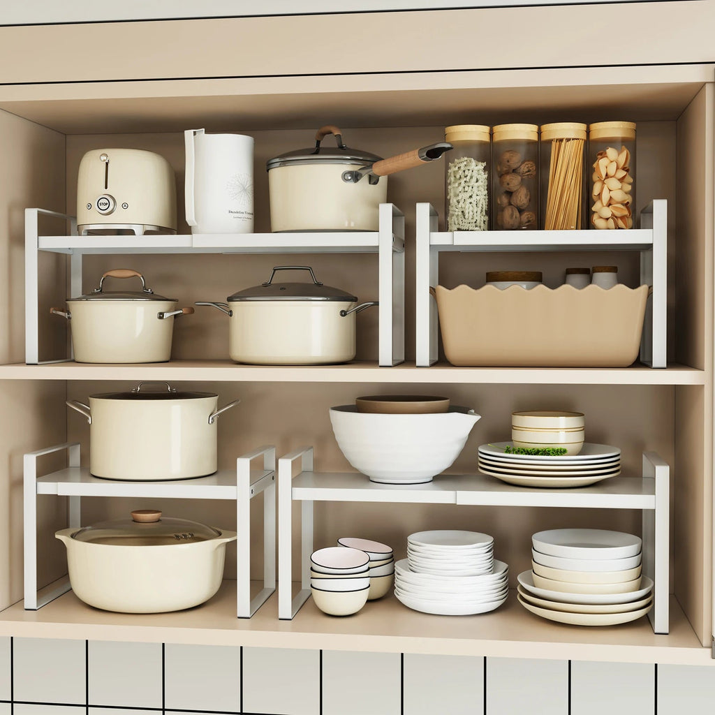 Étagère de rangement extensible pour cuisine - Support multi - niveaux ajustable sous évier et dans armoire - Cuisine Chez Nadine