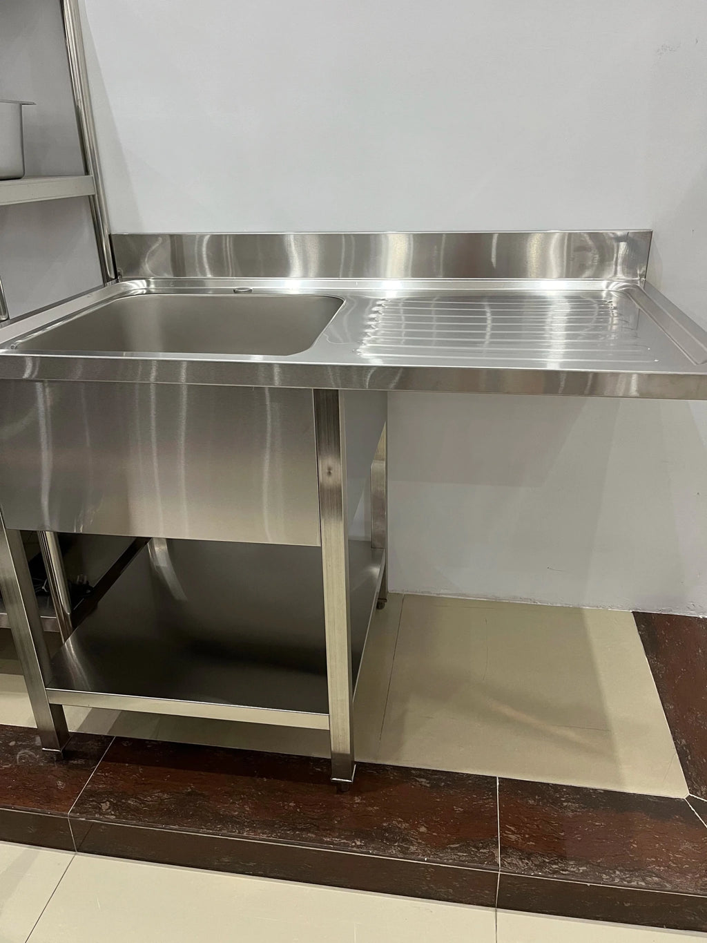 Évier de Cuisine Double en Acier Inoxydable avec Grande Armoire et Tiroirs - Robinetterie Incluse 1200x700x800mm - Cuisine Chez Nadine