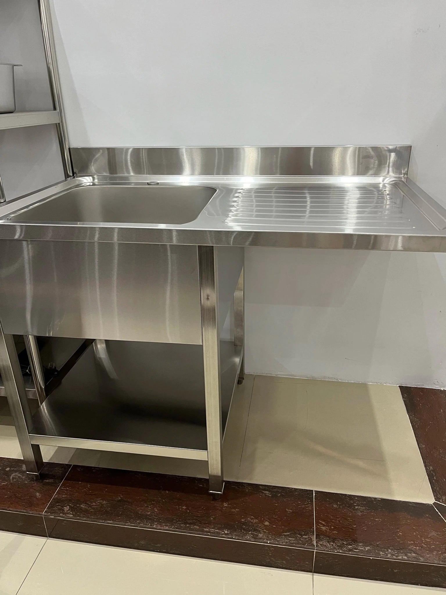 Évier de Cuisine Double en Acier Inoxydable avec Grande Armoire et Tiroirs - Robinetterie Incluse 1200x700x800mm - Cuisine Chez Nadine