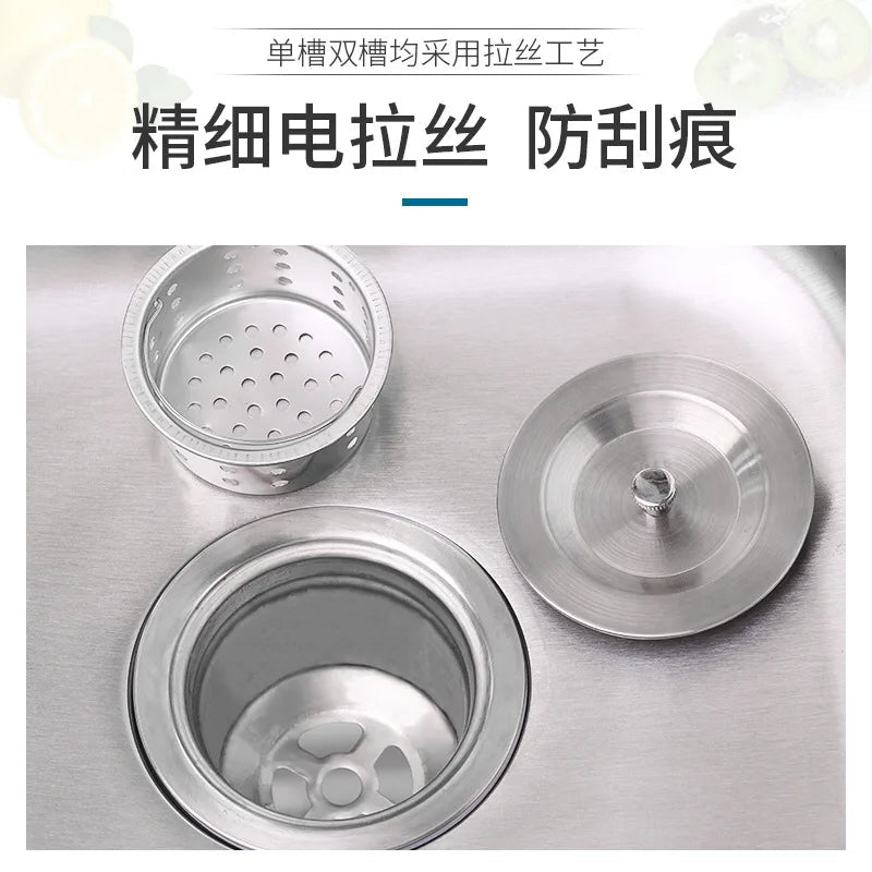 Évier de cuisine en acier inoxydable épais style américain - Double bac avec support, design simple et robuste - Cuisine Chez Nadine