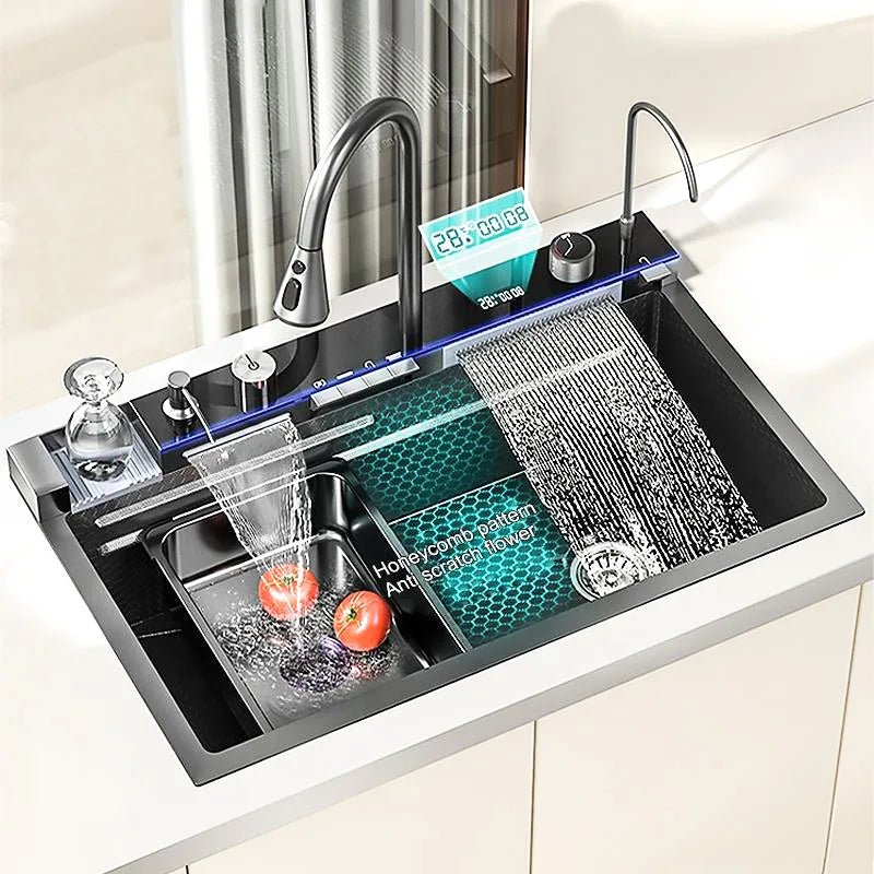 Évier de Cuisine en Inox 304 – Bac Simple, Robinet Cascade Inclus - Cuisine Chez Nadine