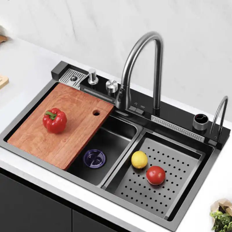 Évier de Cuisine en Inox 304 – Bac Simple, Robinet Cascade Inclus - Cuisine Chez Nadine