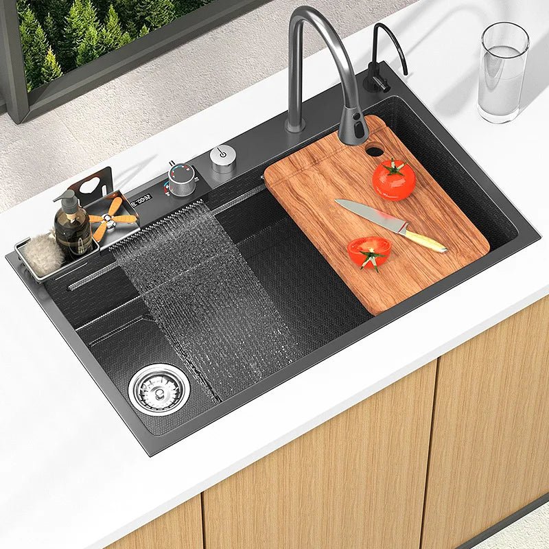 Évier de Cuisine en Inox 304 – Bac Simple, Robinet Cascade Inclus - Cuisine Chez Nadine