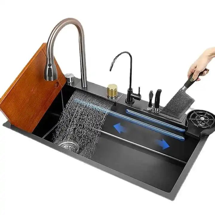 Évier de Cuisine en Inox 304 – Bac Simple, Robinet Cascade Inclus - Cuisine Chez Nadine