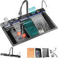 Évier de Cuisine Intelligent BRONCHO 31,5" x 18" Double Cascade avec Écran Digital - Cuisine Chez Nadine