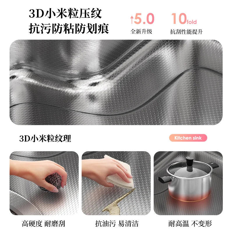 Évier simple en acier inoxydable 304 - Grand bac moulé d'une pièce pour cuisine - Cuisine Chez Nadine