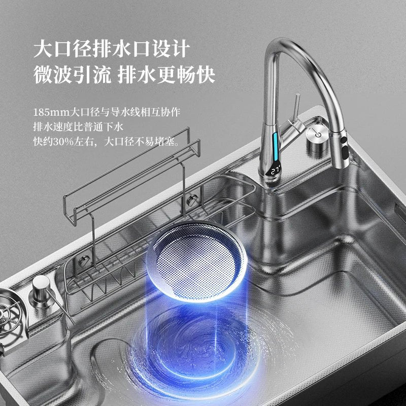 Évier simple en acier inoxydable 304 - Grand bac moulé d'une pièce pour cuisine - Cuisine Chez Nadine