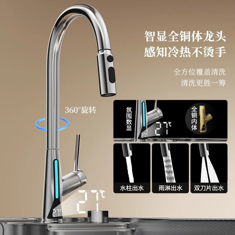 Évier simple en acier inoxydable 304 - Grand bac moulé d'une pièce pour cuisine - Cuisine Chez Nadine