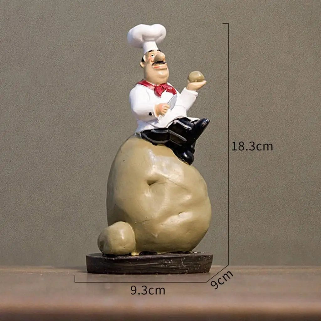 Figurine décorative de chef français en résine 3D - Ornement pour cuisine gastronomique et décoration de maison - Cuisine Chez Nadine